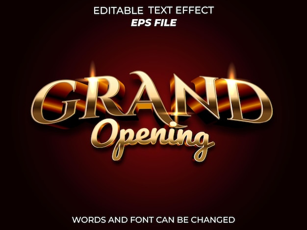 grand opening text effect font editable typography 3d text vector template
