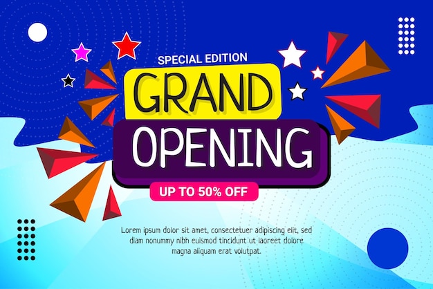 Grand opening with star and gradient effect