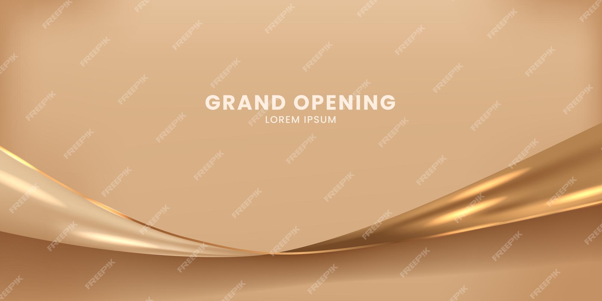 Premium Vector | Grand opening with wavy soft golden satin fabric texture  luxury elegant background