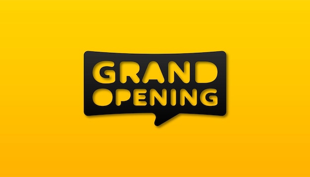 Vector grand opening with yellow background template.