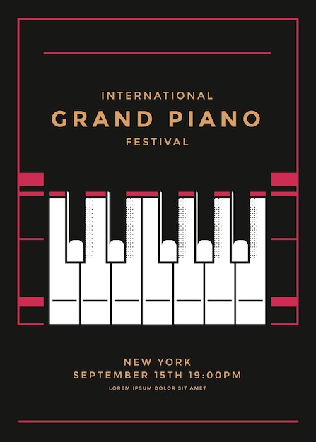 Grand piano concert poster design piano keys