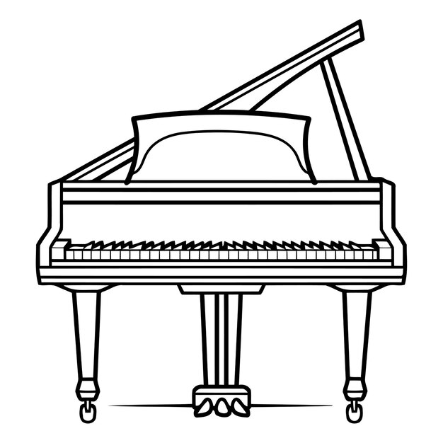 Vector grand piano icon outline illustration of grand piano vector icon for web