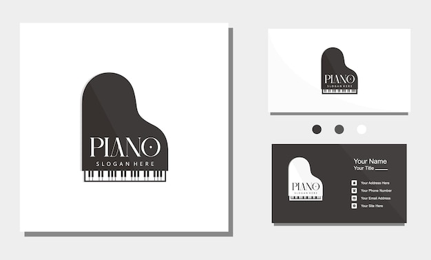 Vettore stile di progettazione del modello di progettazione del logo del pianoforte a coda