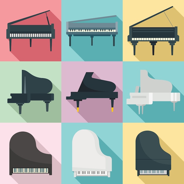 Vector grand piano set, flat style