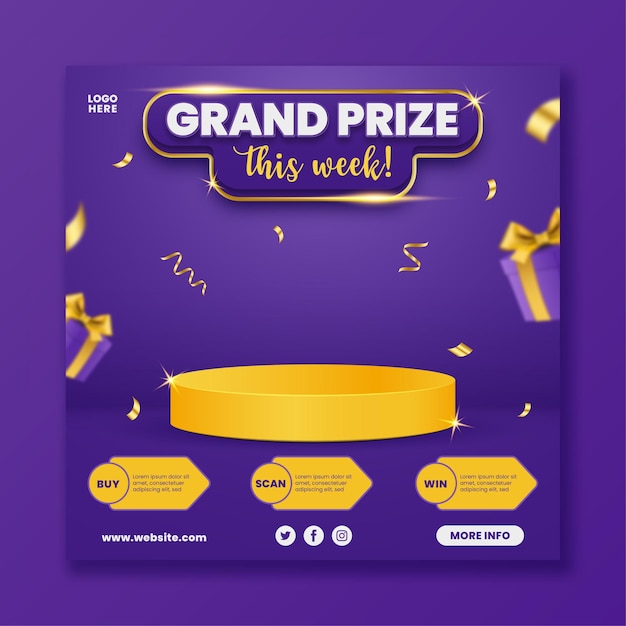 Grand prize announcement social media template