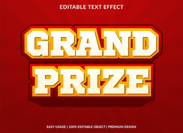 grand prize editable text effect template use for business logo and brand