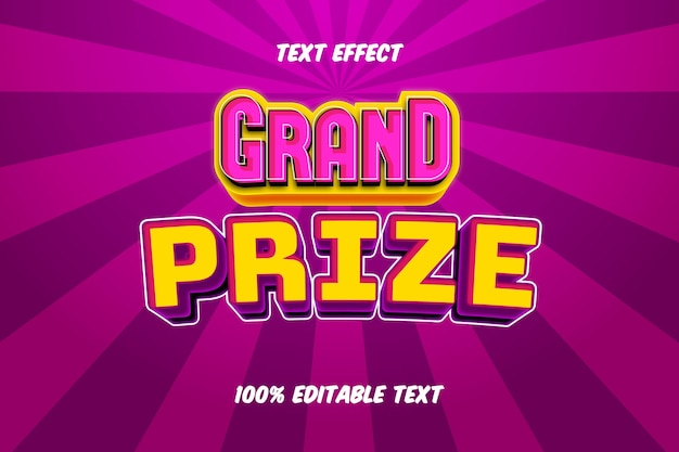 Grand prize editable text effect