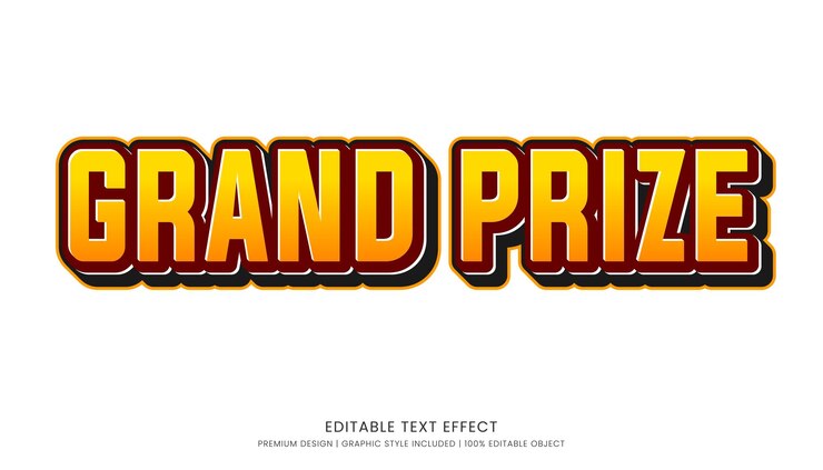 Vector grand prize promo editable 3d text effect template bold typography and abstract style drinks logo