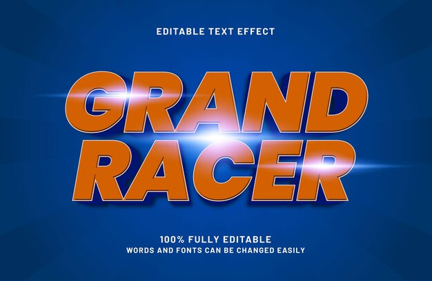 グランドレーサー 編集可能なテキスト効果 レースとゲームのテキストスタイル