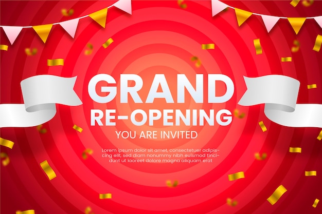 Grand re-opening background inviting customers