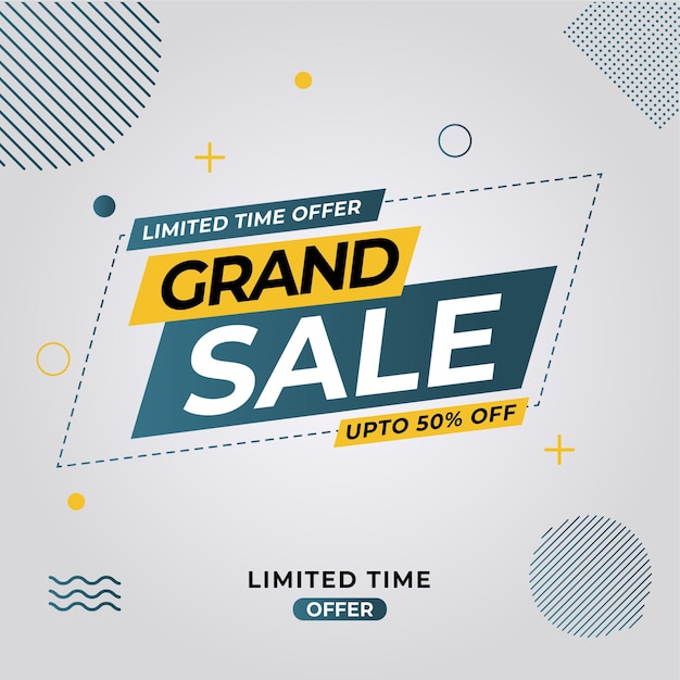 Grand sale and offers banner template Free Vector