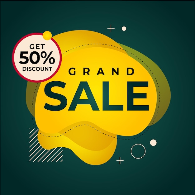 Grand sale and offers banner template Free Vector