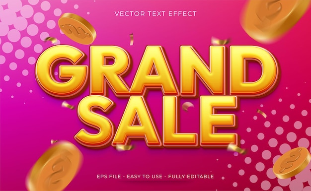 Vector grand sale text effect editable 3d text style