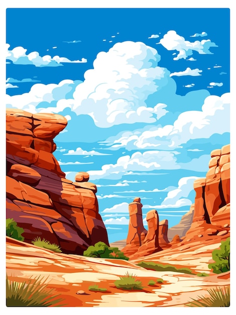 Vector grand staircase utah desert vintage travel poster souvenir postcard portrait painting illustration