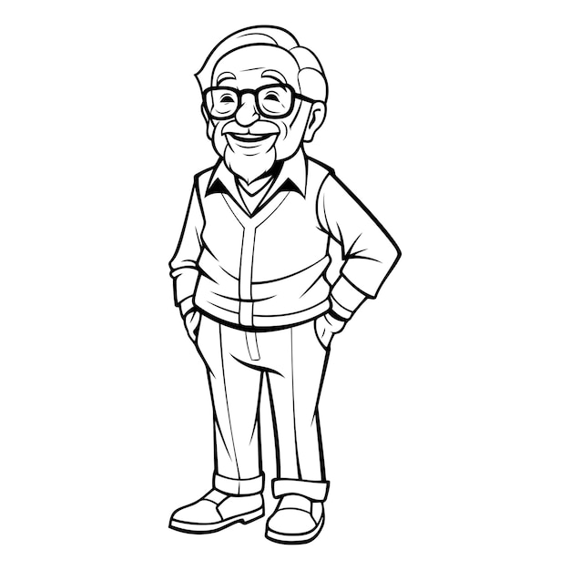 Vettore grandpa disegno cartone animato persona anziana nonni uomo avatar tema senior e adulto illustrazione vettoriale