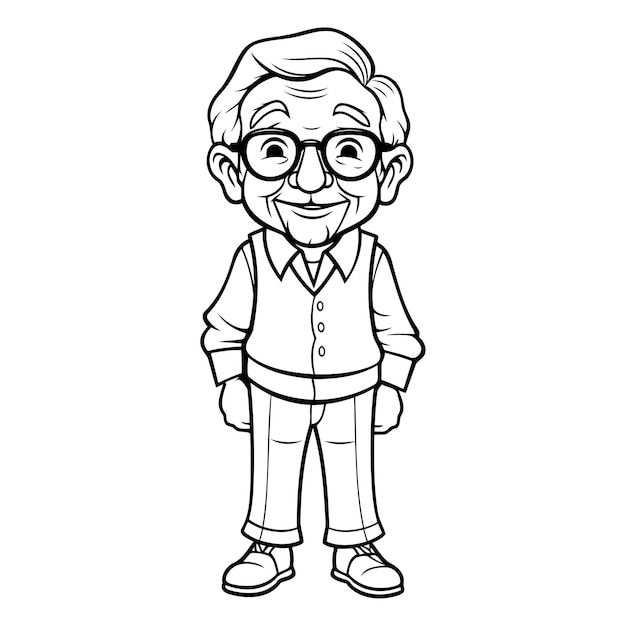 Grandfather Cartoon Mascot Vector Illustration Grandfather with glasses