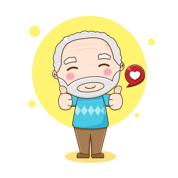 Vector grandfather character posing thumbs up