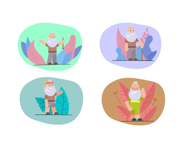 Grandfather Character with Background