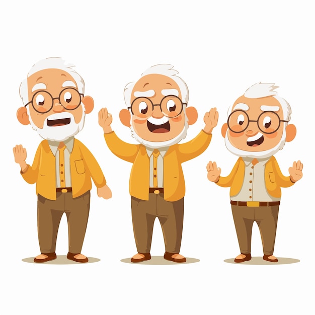 Vector grandfather in gold wear with vector illustration flat design