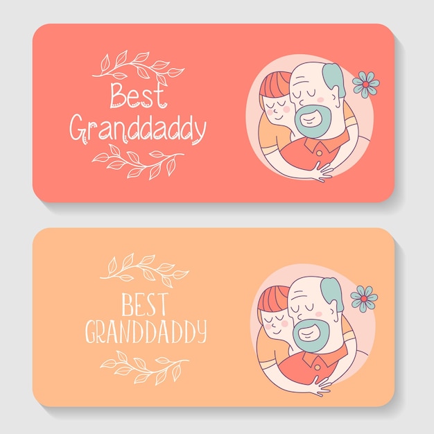 Grandfather and grandson. the best grandfather postcard