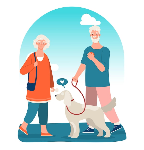 grandfather with happy dog