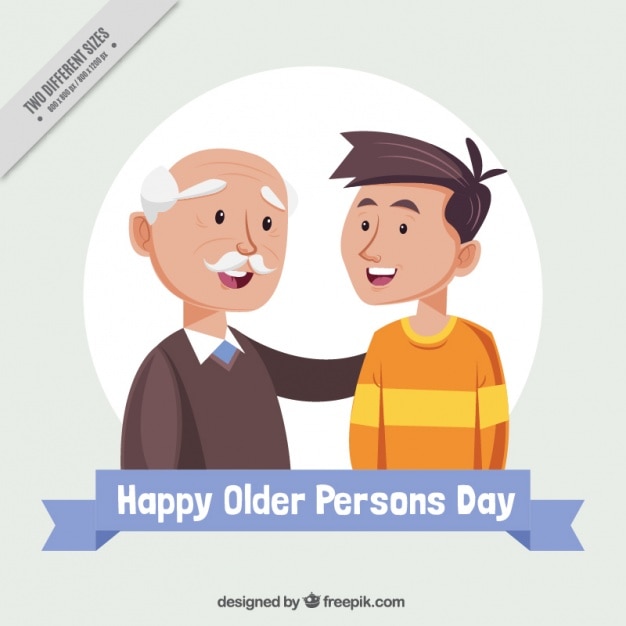 Дедушка с внуком на день пожилых людей
