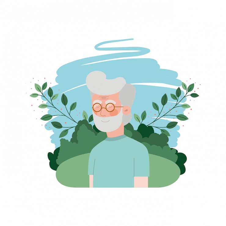 वेक्टर grandfather with landscape avatar character
