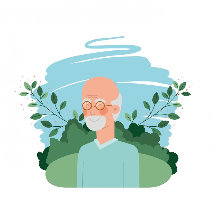 वेक्टर grandfather with landscape avatar character