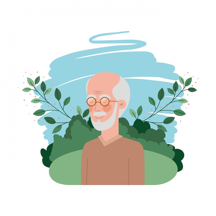 वेक्टर grandfather with landscape avatar character