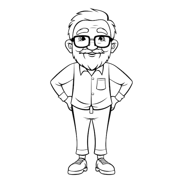 grandfather with mustache and glasses avatar cartoon character vector illustration graphic design