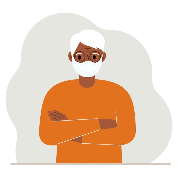 Grandfather with a smile and arms crossed on his chest. Vector