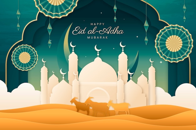 Vector grandient eid al-adha illustration with palace