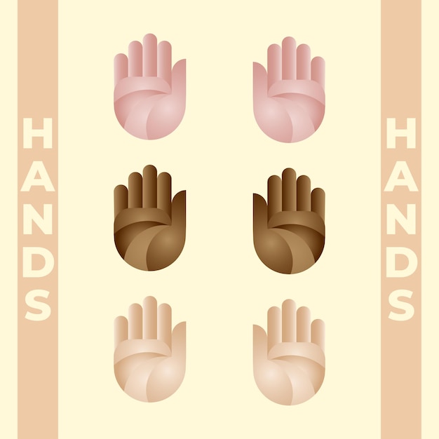 Vector grandient skin tones hand background