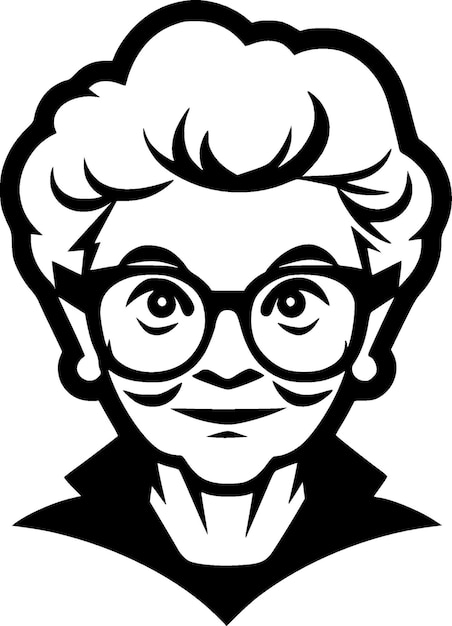 Grandma Black and White Isolated Icon Vector illustration