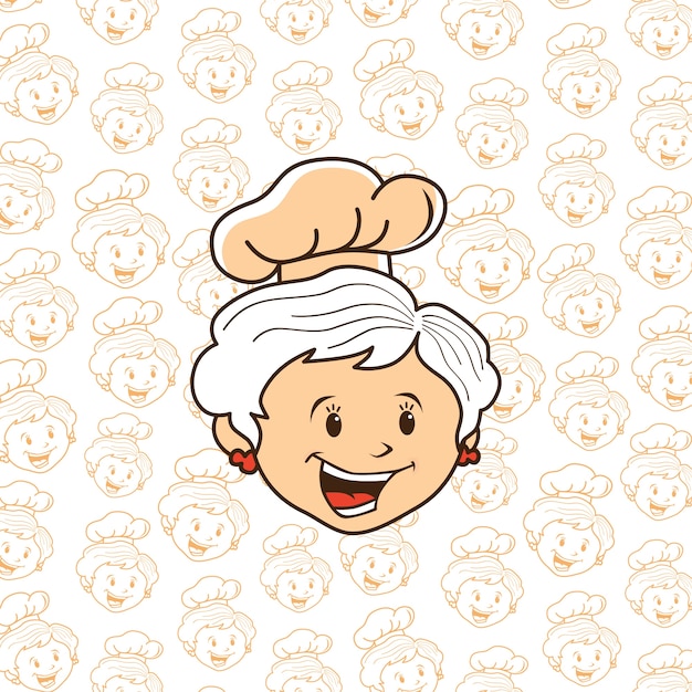 Cartone animato di nonna chef