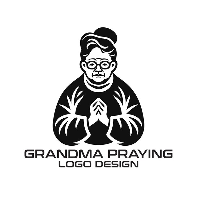 Vector grandma praying vector logo design