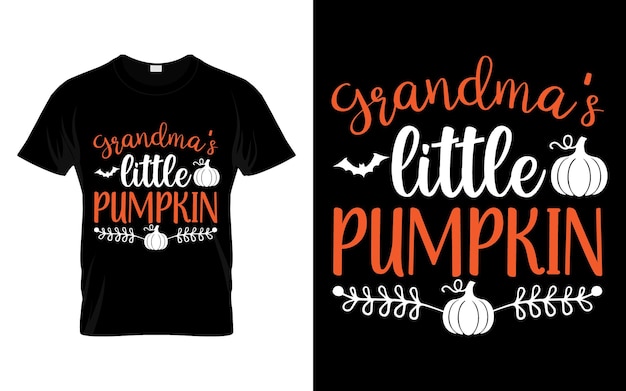 Vector grandma's little pumpkin funny halloween pumpkin costume tshirt design vector template