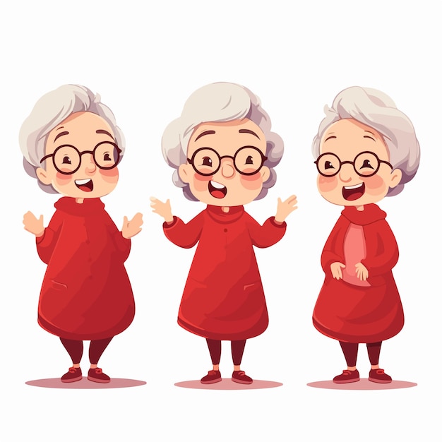 Nonna che indossa il rosso in un'illustrazione vettoriale