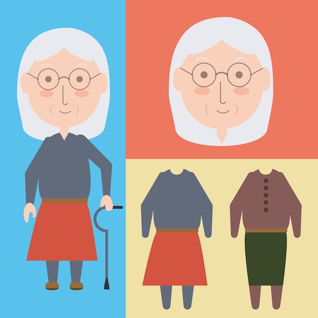 Grandmother cartoon and clothes 