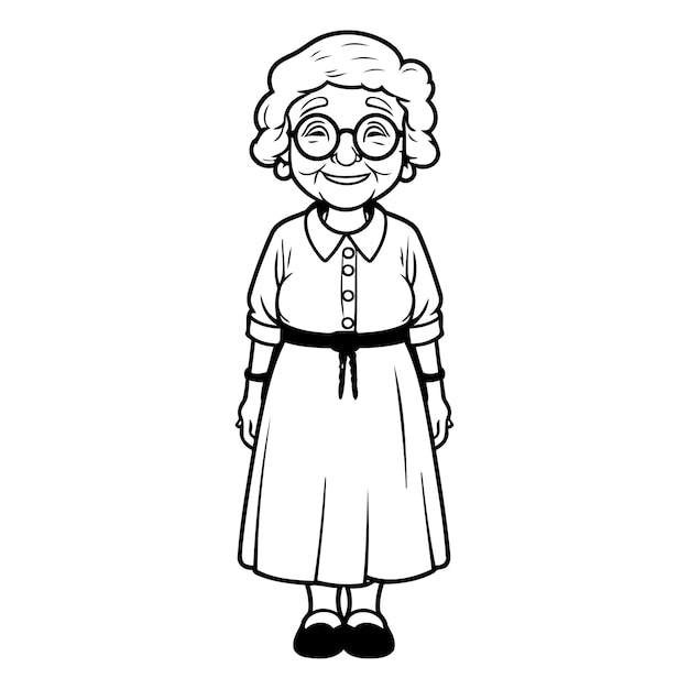 Grandmother cartoon vector illustration Grandmother in glasses Grandparent