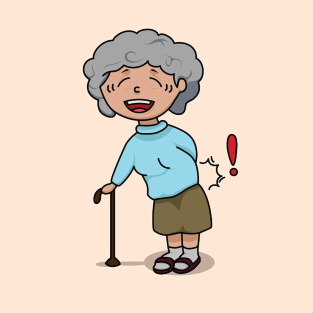 Vector grandmother has a backache