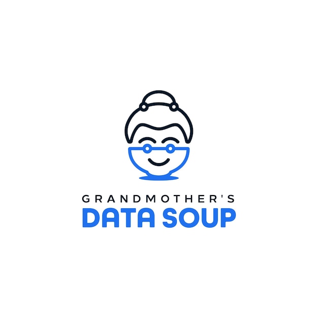 Grandmother Head Face People with Mug Bowl Circuit Board Technology Logo Design Inspiration