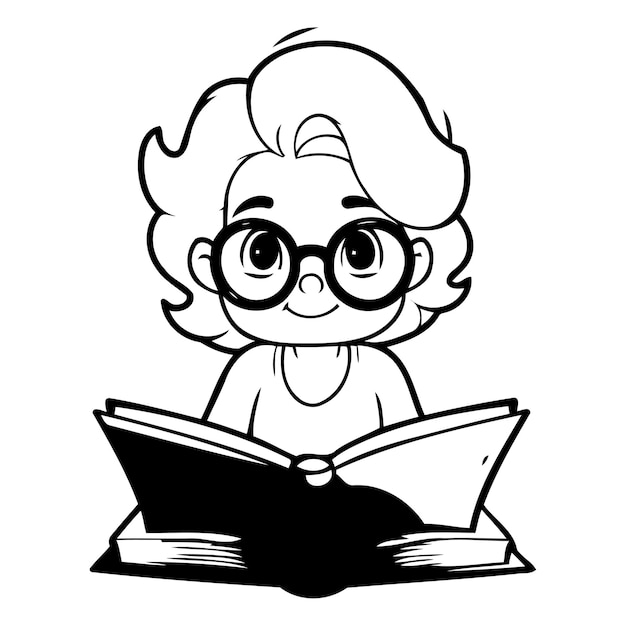 Vettore nonna che legge un libro illustrazione vettoriale isolata su sfondo bianco
