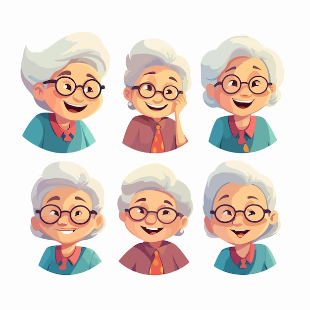 Vector grandmother smiling portrait in flat design