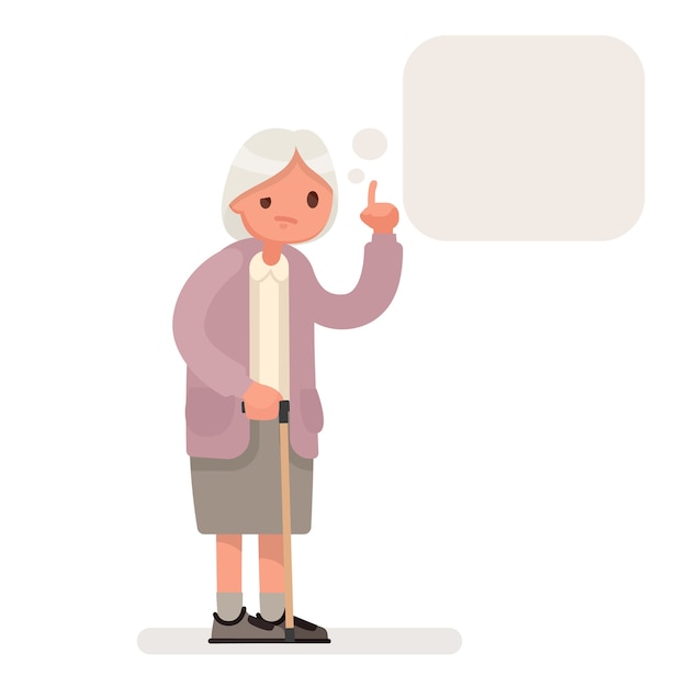 Grandmother speaks a speech bubble