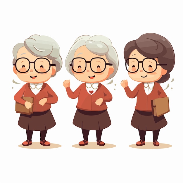 Grandmother teacher wear retro style