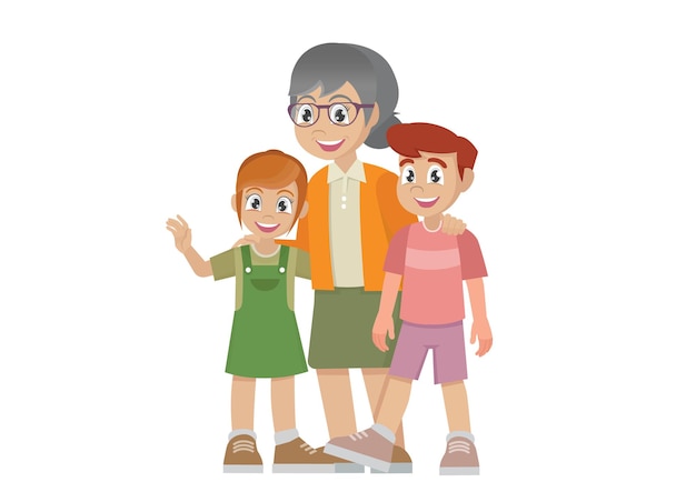 Vector grandmother with grandchild generations and family relationship