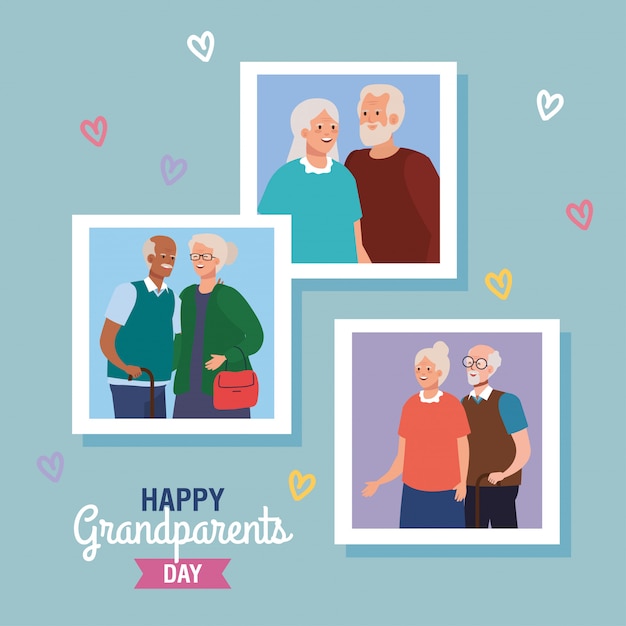 Nonne e nonni su felice giorno dei nonni disegno vettoriale