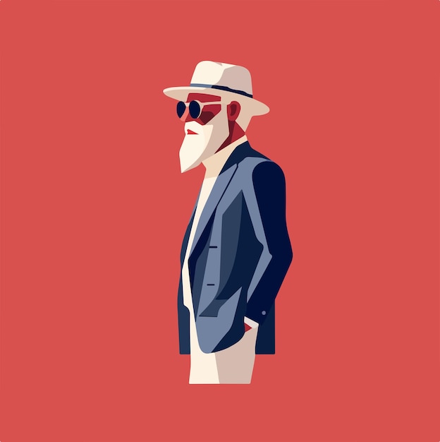 Vector grandpa old man flat illustration vector