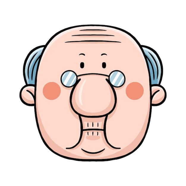 grandpa's face in flat cartoon style